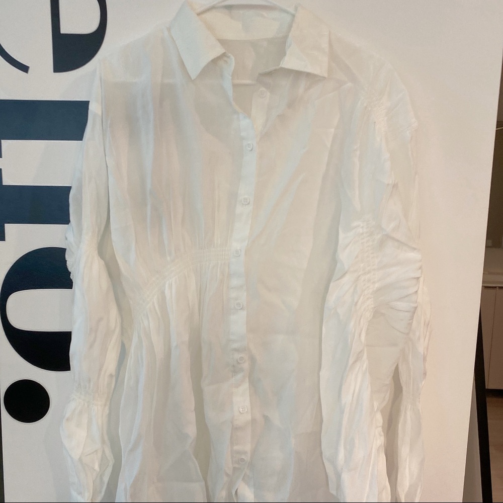 NWOT white asymmetrical shirt dress